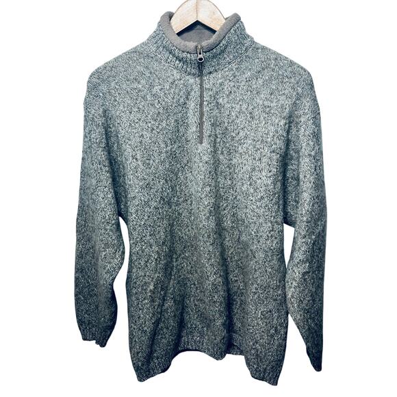 Woolrich VTG John Rich and Bros Sweater Oatmeal Beige 1/4 Zip Shetland Wool XL - Picture 1 of 6